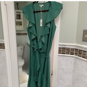 Max studio patterned ruffle wrap dress